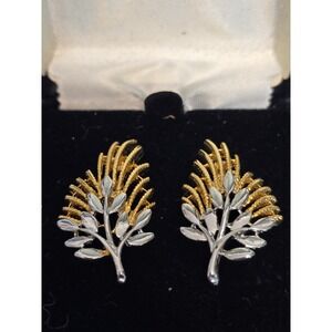 Vintage House of Nikolas Earrings two tone Stud spray Gold/Silver tone with box‎